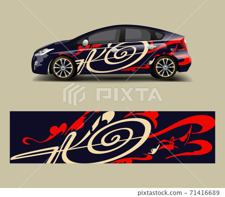 Racing car wrap with abstract stripe shapes for Company. Sport car racing wrap vector design template design vector 71416689