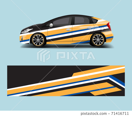 PrintCar wrap decal design vector. Graphic abstract racing designs for vehicle, rally, race, adventure template design vector 71416711