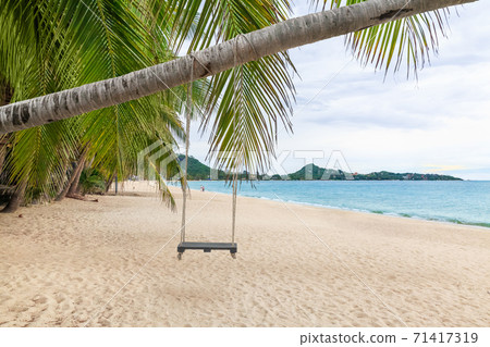 White sand at Lamai Beach, Koh Samui, Thailand. After Covid had no tourists make the sea complete ecological recovery ,nature balance 71417319