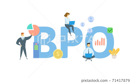 BPO, Business Process Outsourcing. Concept with keywords, people and icons. Flat vector illustration. Isolated on white. BPO, Business Process Outsourcing. Concept with keywords, people and icons. Flat vector illustration. Isolated on white. 71417879