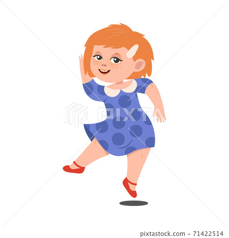 Cheerful Girl with Freckles and Red Hair Jumping with Joy and Excitement Vector Illustration Cheerful Girl with Freckles and Red Hair Jumping with Joy and Excitement Vector Illustration 71422514