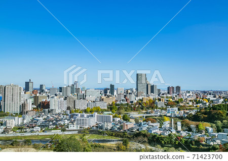 A view of Sendai City, Statue of Equestrian Date Masamune, Aoba Castle Ruins 71423700