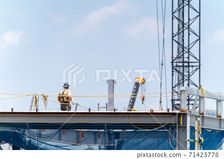 Construction site Construction site Steel frame work Fall prevention Construction site Construction site Steel frame work Fall prevention 71423778