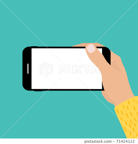 Hand holding mobile phone with empty screen... - Stock Illustration ...