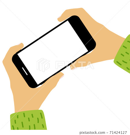 Hand holding mobile phone with empty screen... - Stock Illustration ...