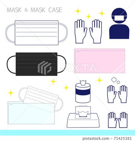 Mask hand wash icon set Mask hand wash icon set 71425381