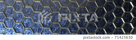 hexagons gold and blue, background texture, 3d illustration, 3d rendering hexagons gold and blue, background texture, 3d illustration, 3d rendering 71425630