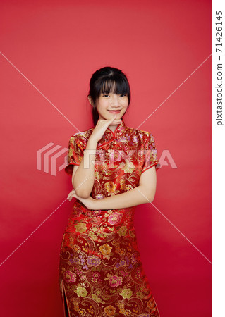 Asian woman wear Chinese dress with action Asian woman wear Chinese dress with action 71426145