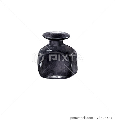 Vintage style black inkwell for fountain pen isolated on white background Vintage style black inkwell for fountain pen isolated on white background 71428385