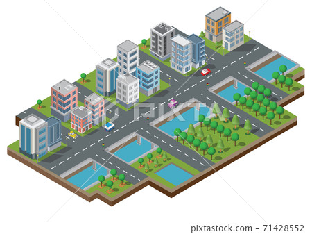 Isometric Building vector. Three building on Yard with road and trees.smart city and public park.building 3d , capital , Vector office and metropolis concept. Isometric Building vector. Three building on Yard with road and trees.smart city and public park.building 3d , capital , Vector office and metropolis concept. 71428552