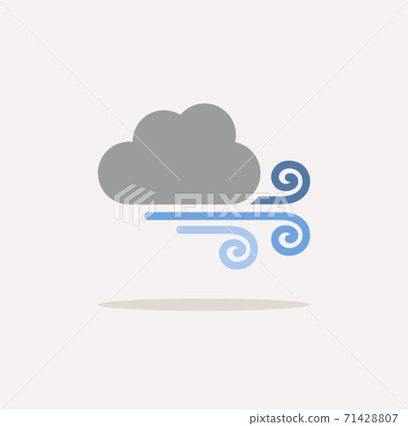 Strong wind and cloud. Color icon with shadow.... - Stock Illustration ...