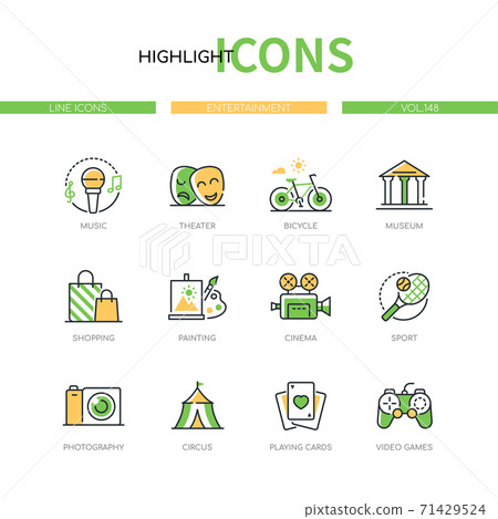 Entertainment - modern line design style icons set - Stock Illustration ...