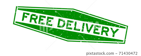 Grunge green free delivery word hexagon rubber seal stamp on white background Grunge green free delivery word hexagon rubber seal stamp on white background 71430472