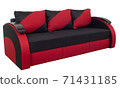 Black-red sofa isolated on white background. 71431185