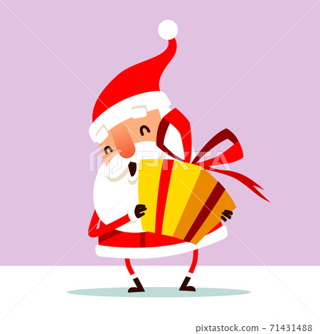 Santa Claus holding Christmas gift box present... - Stock Illustration ...
