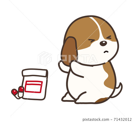 Dogs who don't like taking medicine - Stock Illustration [71432012] - PIXTA