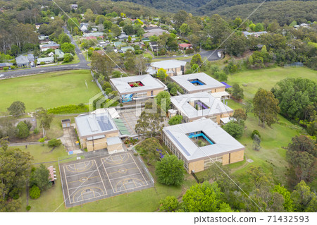 Aerial view of Springwood High School in regional New South Wales in Australia 71432593