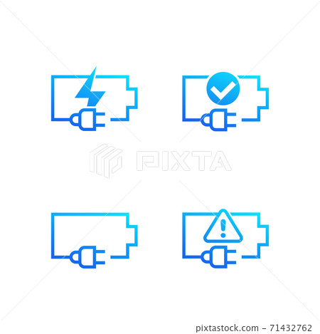 battery and electric plug icons on white - Stock Illustration [71432762 ...
