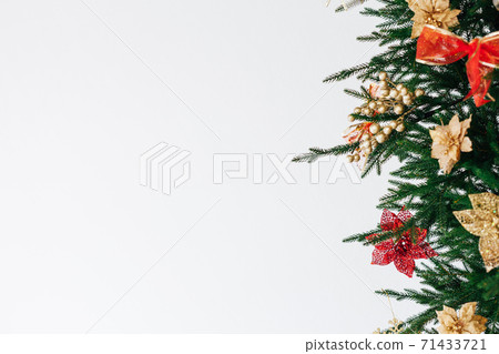 Christmas tree garland New Year's Eve place for inscription on white background decor Christmas tree garland New Year's Eve place for inscription on white background decor 71433721