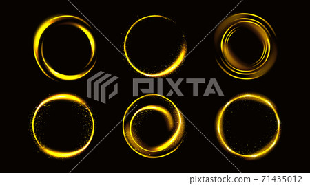 Gold circles with sparkles golden round frames set 71435012