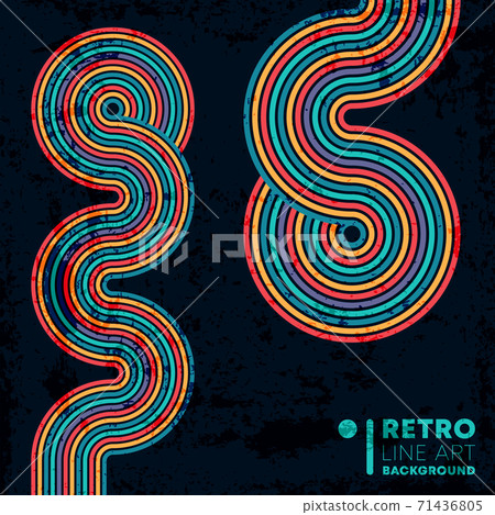 Retro grunge texture background with colorful vintage stripy lines. Vector illustration Retro grunge texture background with colorful vintage stripy lines. Vector illustration 71436805