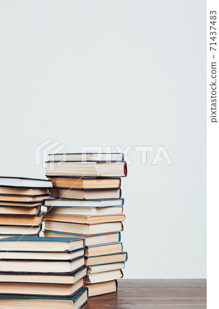 stacks of books for reading and education on a white background in the library 71437483