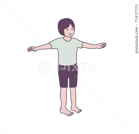 Gymnastics tee pose with main line illustration Gymnastics tee pose with main line illustration 71437721