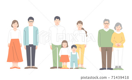 Full-body illustration of couple / family flat touch Full-body illustration of couple / family flat touch 71439418