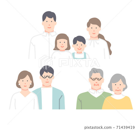 Illustration of the upper body of a couple / family Flat touch Illustration of the upper body of a couple / family Flat touch 71439419