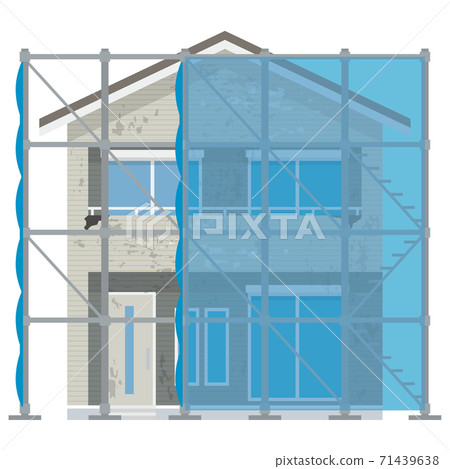 Exterior wall painting series before scaffolding construction Exterior wall painting series before scaffolding construction 71439638