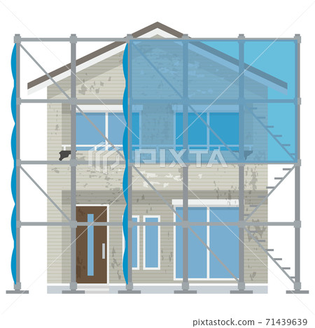 Exterior wall painting series before scaffolding construction Exterior wall painting series before scaffolding construction 71439639