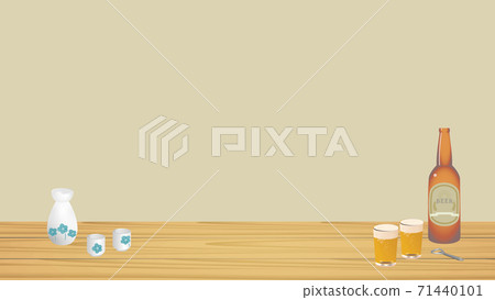 Background of sake and bottled beer 71440101