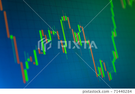 Tilted Stock Chart or Forex Chart and Table Line on Blue Background in Green Tone Tilted Stock Chart or Forex Chart and Table Line on Blue Background in Green Tone 71440284
