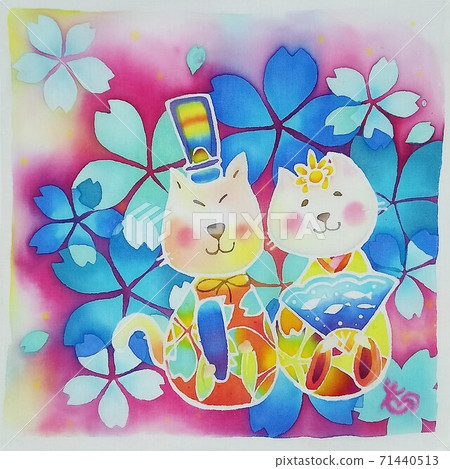 Surrounded by cherry blossoms, a cat doll festival. Surrounded by cherry blossoms, a cat doll festival. 71440513