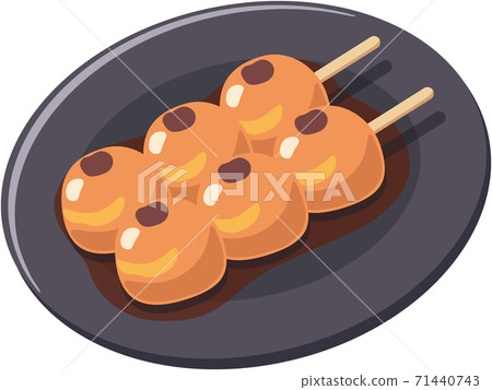 Mitarashi dango (with plate) 71440743