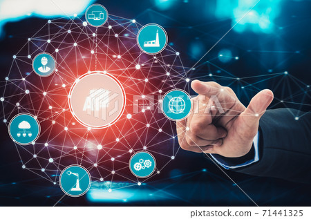 Industry 4.0 technology concept - Smart factory for fourth industrial revolution 71441325