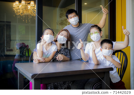 asian family quarantine at home while corona virus ,covid-19 infected period 71442029