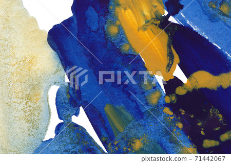 Hand painted dark blue and yellow watercolor background. Aquamarine watercolour illustration. Hand painted dark blue and yellow watercolor background. Aquamarine watercolour illustration. 71442067