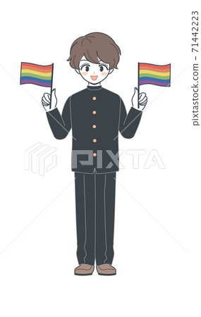 Student / Vector of Gakuran with Rainbow Flag Student / Vector of Gakuran with Rainbow Flag 71442223