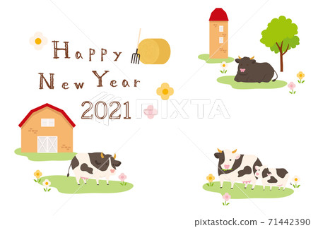 牛的新年賀卡 牛的新年賀卡 71442390