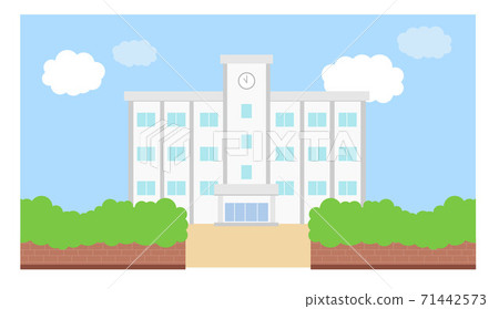 學校建築圖框素材學校背景藍天矢量手繪 插圖素材 圖庫