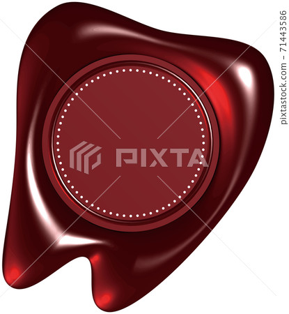 Tooth-shaped red sealing wax-like mark vector illustration background transparent 71443586