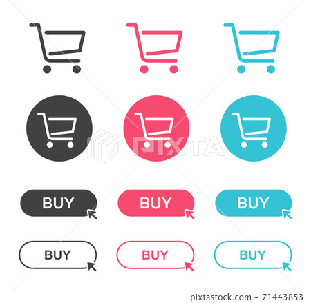 Shopping cart button icon set - Stock Illustration [71443853] - PIXTA