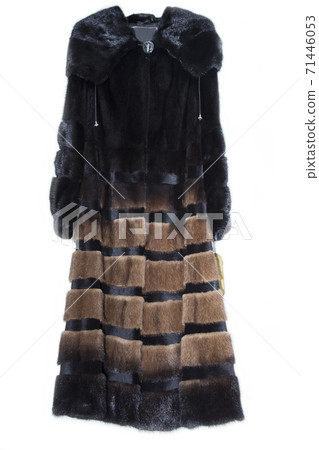 Black mink coat isolated on white background. Luxury natural fur. Black mink coat isolated on white background. Luxury natural fur. 71446053