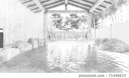 Hot spring open-air bath without people Illustration 73 Hot spring open-air bath without people Illustration 73 71446635