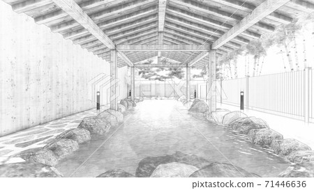 Hot spring open-air bath without people Illustration 71 Hot spring open-air bath without people Illustration 71 71446636