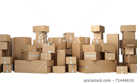 Cardboard boxes on pallet delivery and transportation logistics storage 3d render image on white no shadow Cardboard boxes on pallet delivery and transportation logistics storage 3d render image on white no shadow 71446638