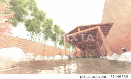 Hot spring open-air bath without people Illustration 40 Hot spring open-air bath without people Illustration 40 71446769