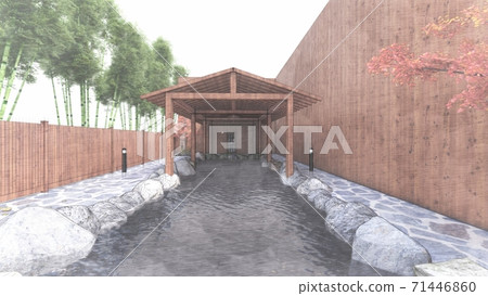 Hot spring open-air bath without people Illustration 1 Hot spring open-air bath without people Illustration 1 71446860