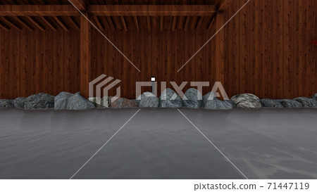 Hot spring open-air bath without people Illustration 37 71447119